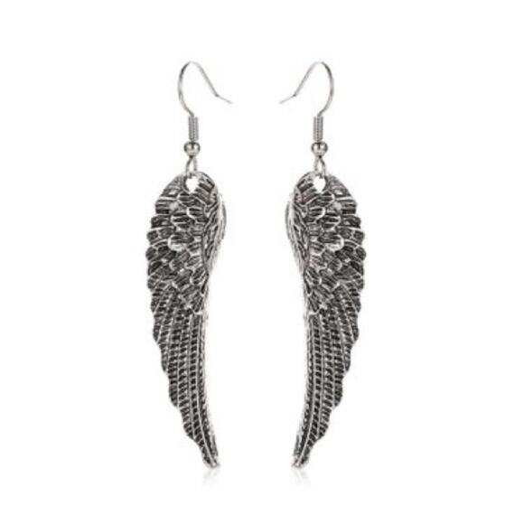 On My Rack Jewelry - 2/$30 NEW Boho Festival Sexy Angel Wings Silver Earrings 159